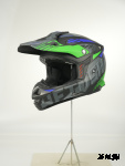 Шлем кроссовый HETOSHI OF836 EXOSS CROSS PRO MX289 цв.Черно-сине-зеленый Матовый р.XL
