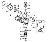 Коленвал, поршни и шатуны (#638-8532--1) 2-Х ТАКТНОГО ПЛМ MERCURY 75 Серийный номер от 9483121 до 9506480